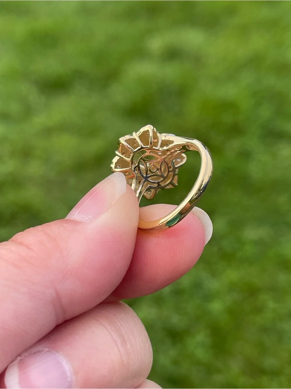 Heliodor and Red Sapphire Floral Ring